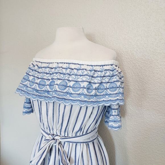 Baby Blue Embroidered Striped Maxi Dress - Picture 7 of 11